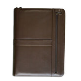 Deluxe Brown Leather Padfolio with Zipper